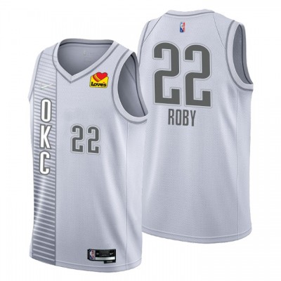 Oklahoma City Thunder #22 Isaiah Roby Men's Nike Gray 202122 Swingman NBA Jersey - City Edition Men's